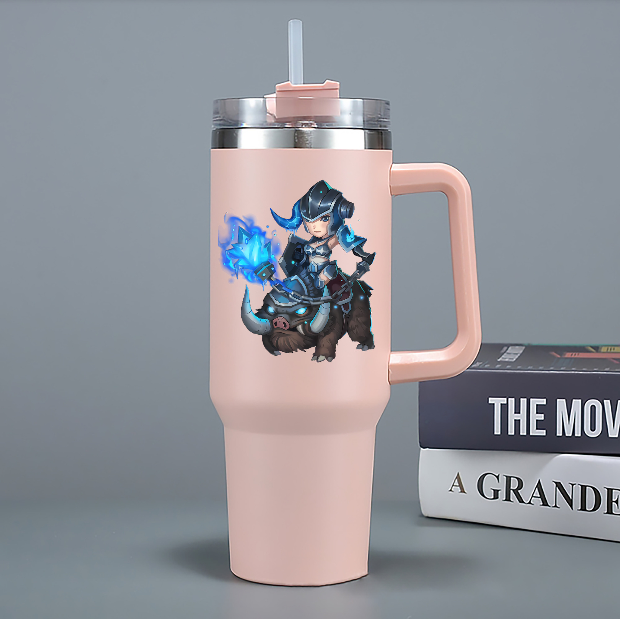 （画像用） リーグ・オブ・レジェンド League of Legends LOL 1200mL車用タンブラー - クリスタルステッカー（プラスチックストロー付き）